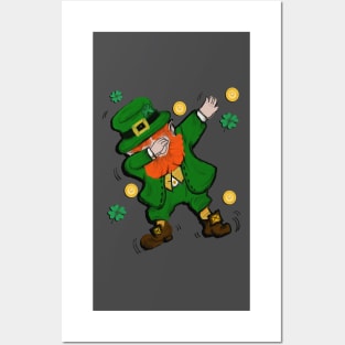 Dabbing Leprechaun St Patricks Day Funny Shamrocks & Coins Shirt and Gifts Posters and Art